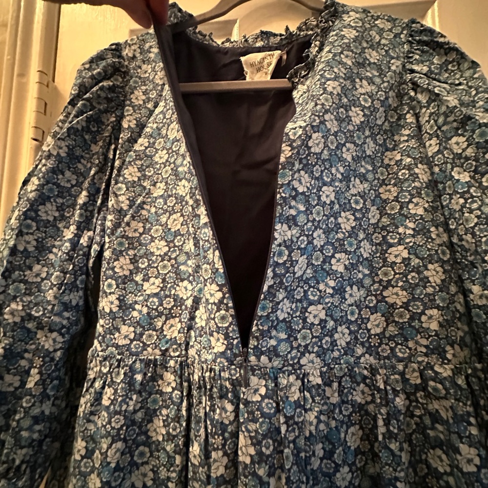 Hyacinth House - Blue Floral Tiered 3/4th Sleeve Dress - Picture 3 of 9